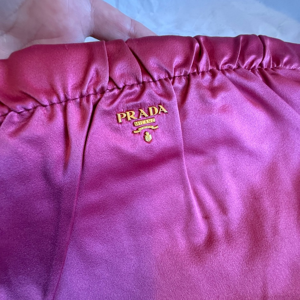 Prada Fuchsia Satin Pouch with Gold Accent - Picture 15 of 16